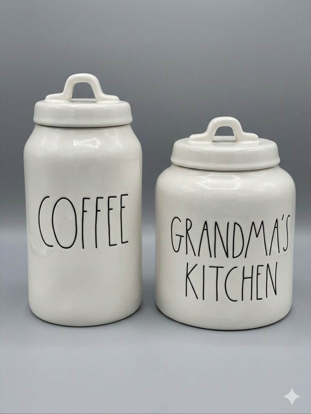 Rae Dunn Bundle 2 White Pieces Pottery Canisters Grandmas Kitchen Coffee Bundle